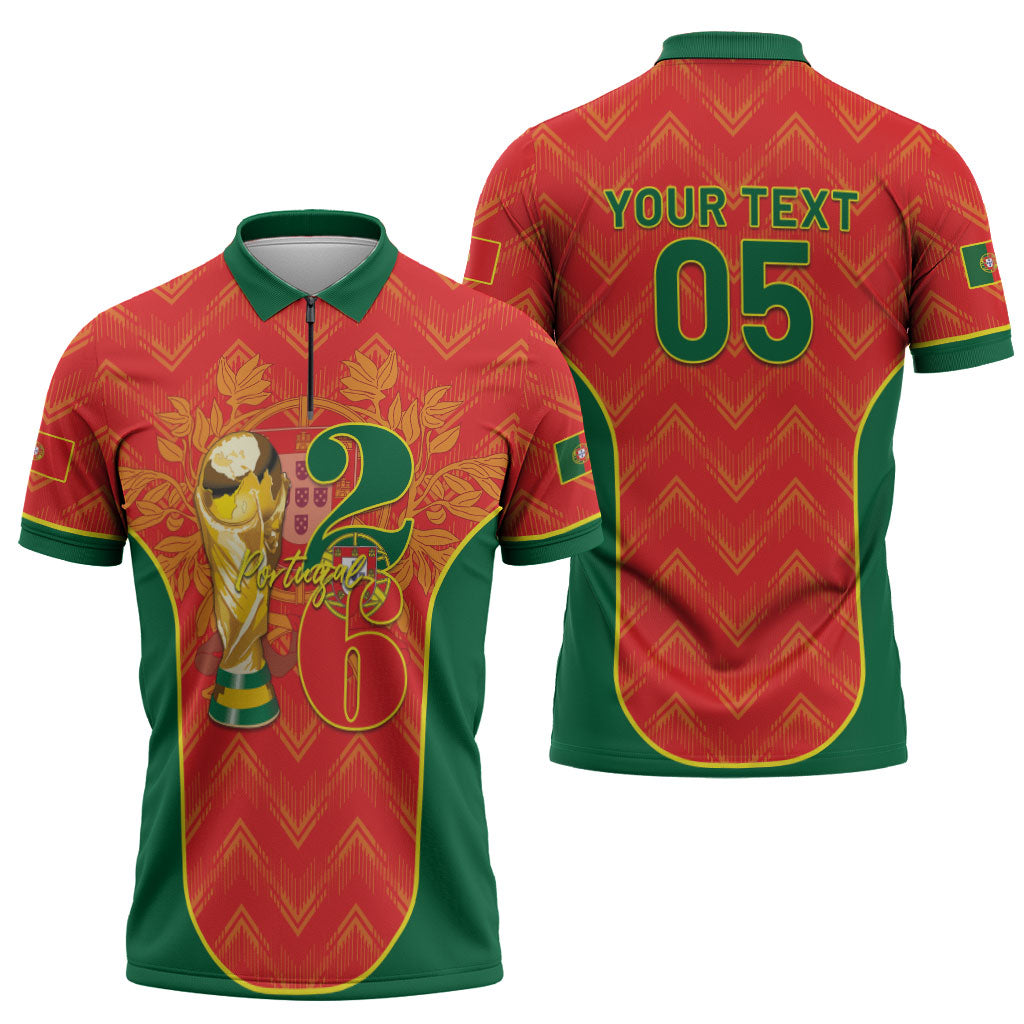 Custom Portugal Football 2026 Zipper Polo Shirt Road To Glory