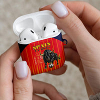 Spain Football 2026 AirPods Case La Roja Brave Bull Striped Style
