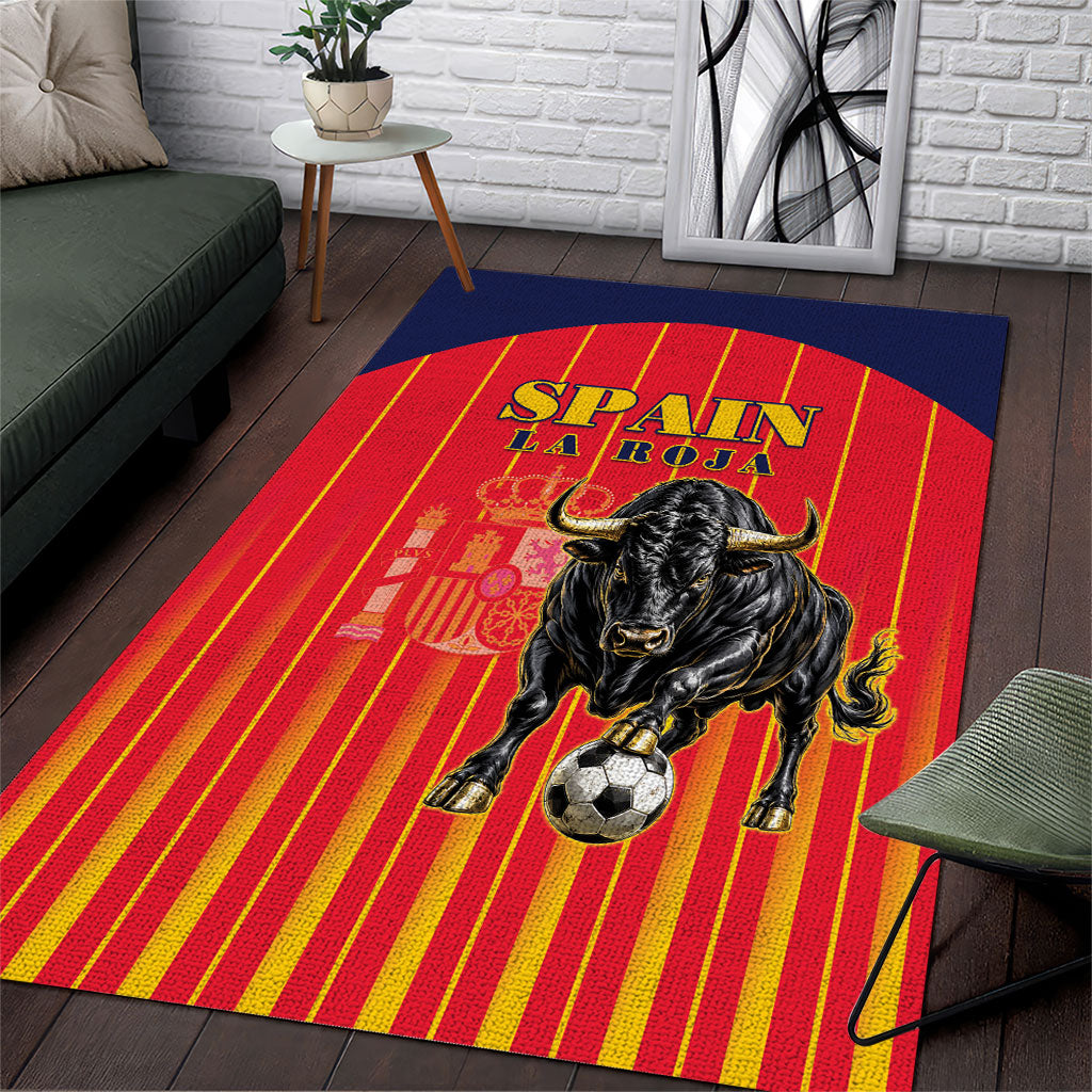 Spain Football 2026 Area Rug La Roja Brave Bull Striped Style