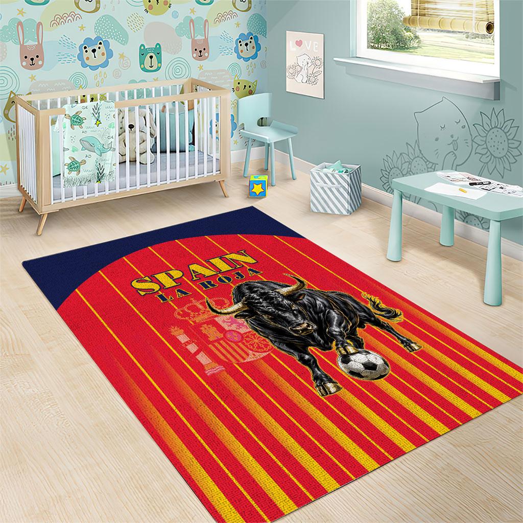 Spain Football 2026 Area Rug La Roja Brave Bull Striped Style