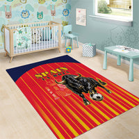 Spain Football 2026 Area Rug La Roja Brave Bull Striped Style