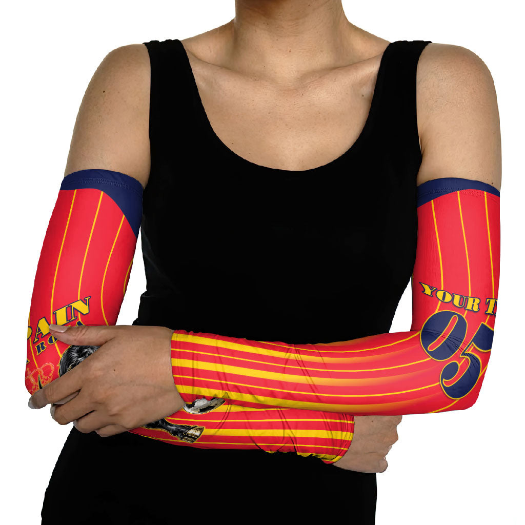 Custom Spain Football 2026 Arm Sleeves La Roja Brave Bull Striped Style