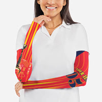 Custom Spain Football 2026 Arm Sleeves La Roja Brave Bull Striped Style