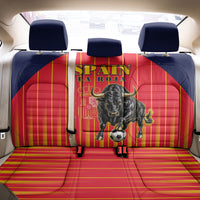 Spain Football 2026 Back Car Seat Cover La Roja Brave Bull Striped Style