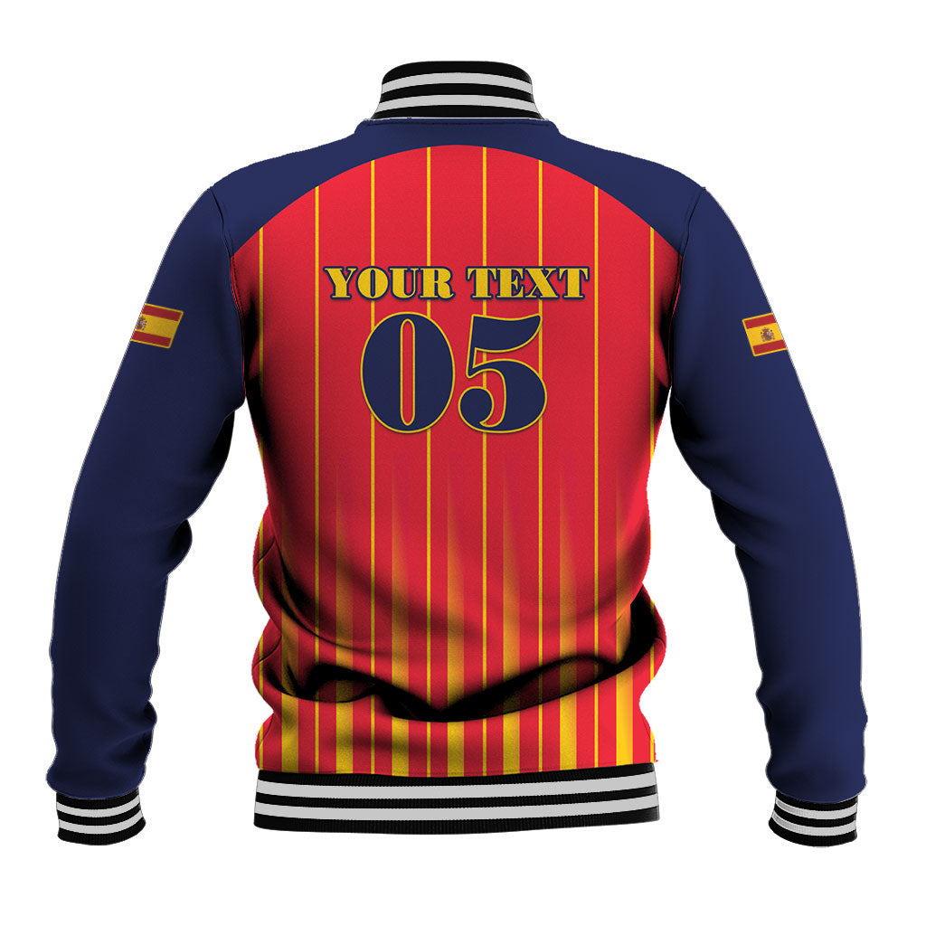 Custom Spain Football 2026 Baseball Jacket La Roja Brave Bull Striped Style