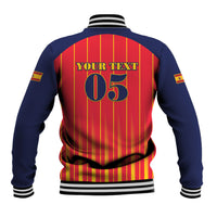 Custom Spain Football 2026 Baseball Jacket La Roja Brave Bull Striped Style