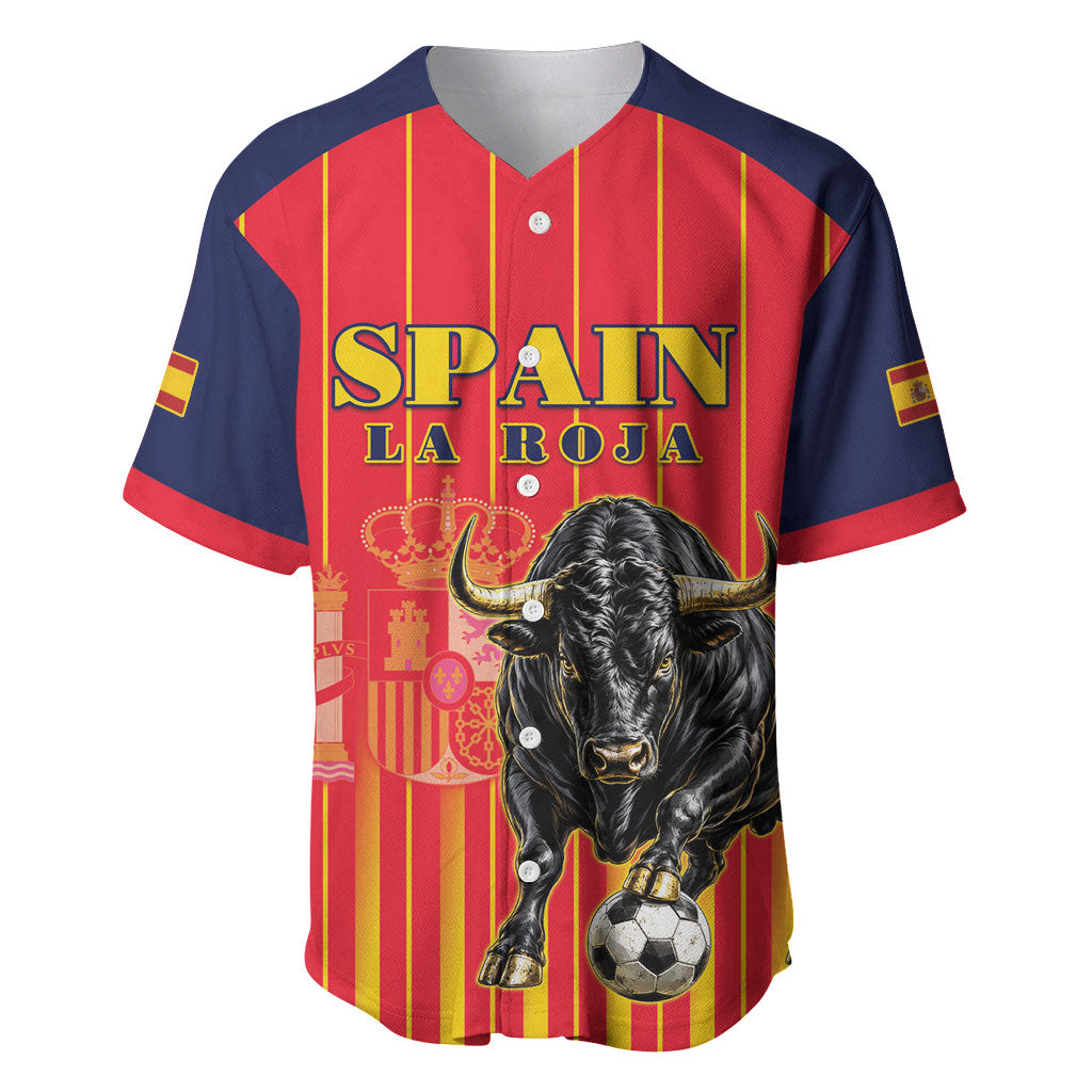 Custom Spain Football 2026 Baseball Jersey La Roja Brave Bull Striped Style