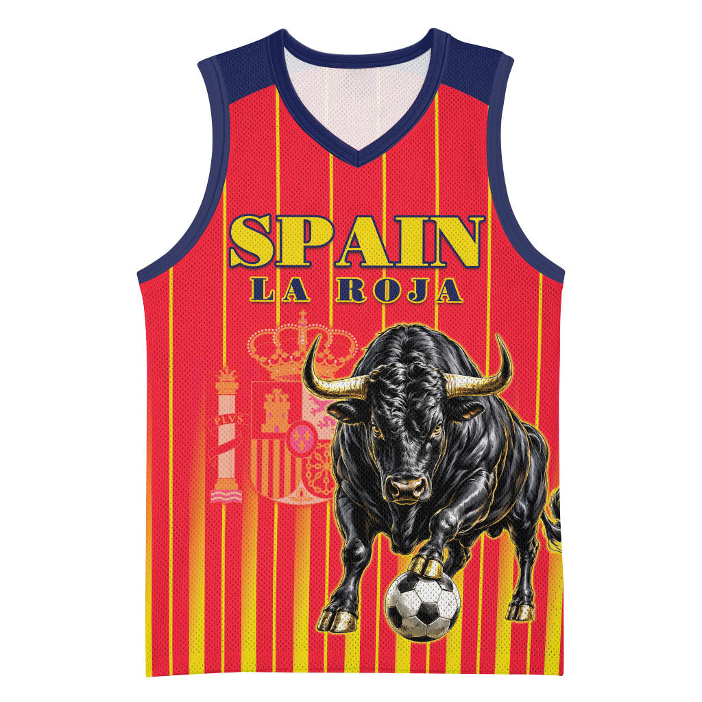Custom Spain Football 2026 Basketball Jersey La Roja Brave Bull Striped Style