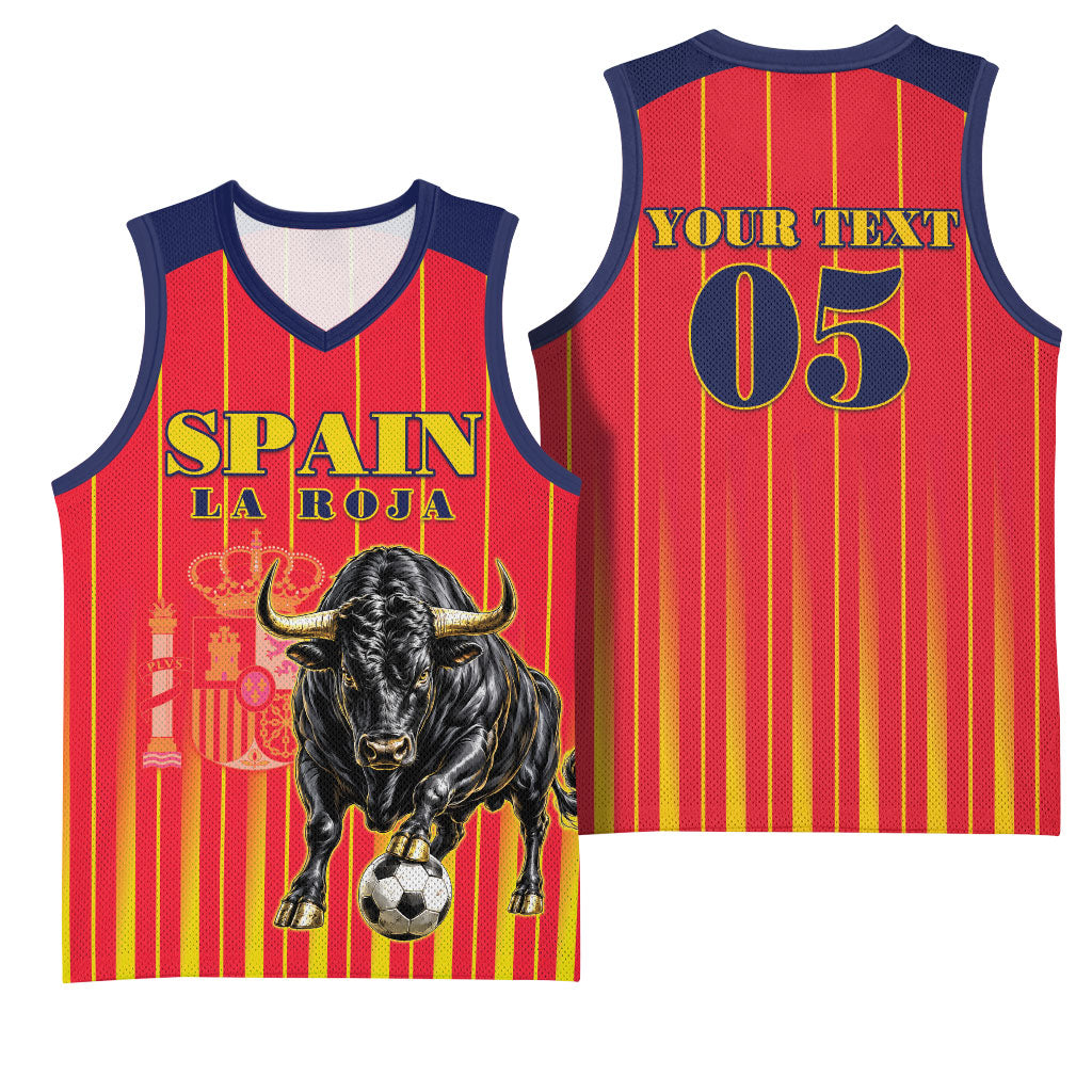 Custom Spain Football 2026 Basketball Jersey La Roja Brave Bull Striped Style