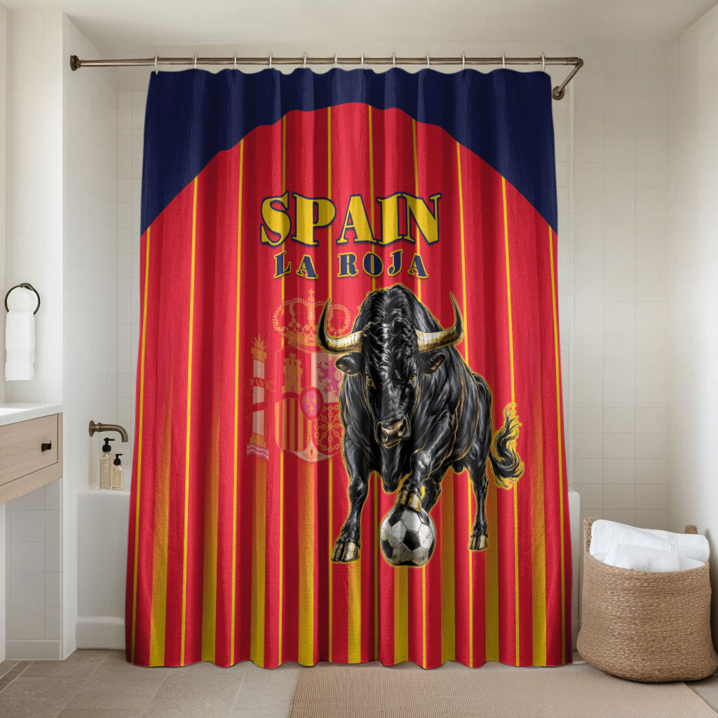 Spain Football 2026 Bathroom Set La Roja Brave Bull Striped Style