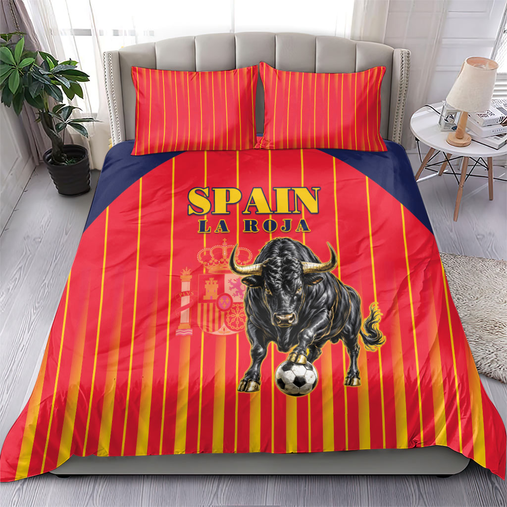 Spain Football 2026 Bedding Set La Roja Brave Bull Striped Style