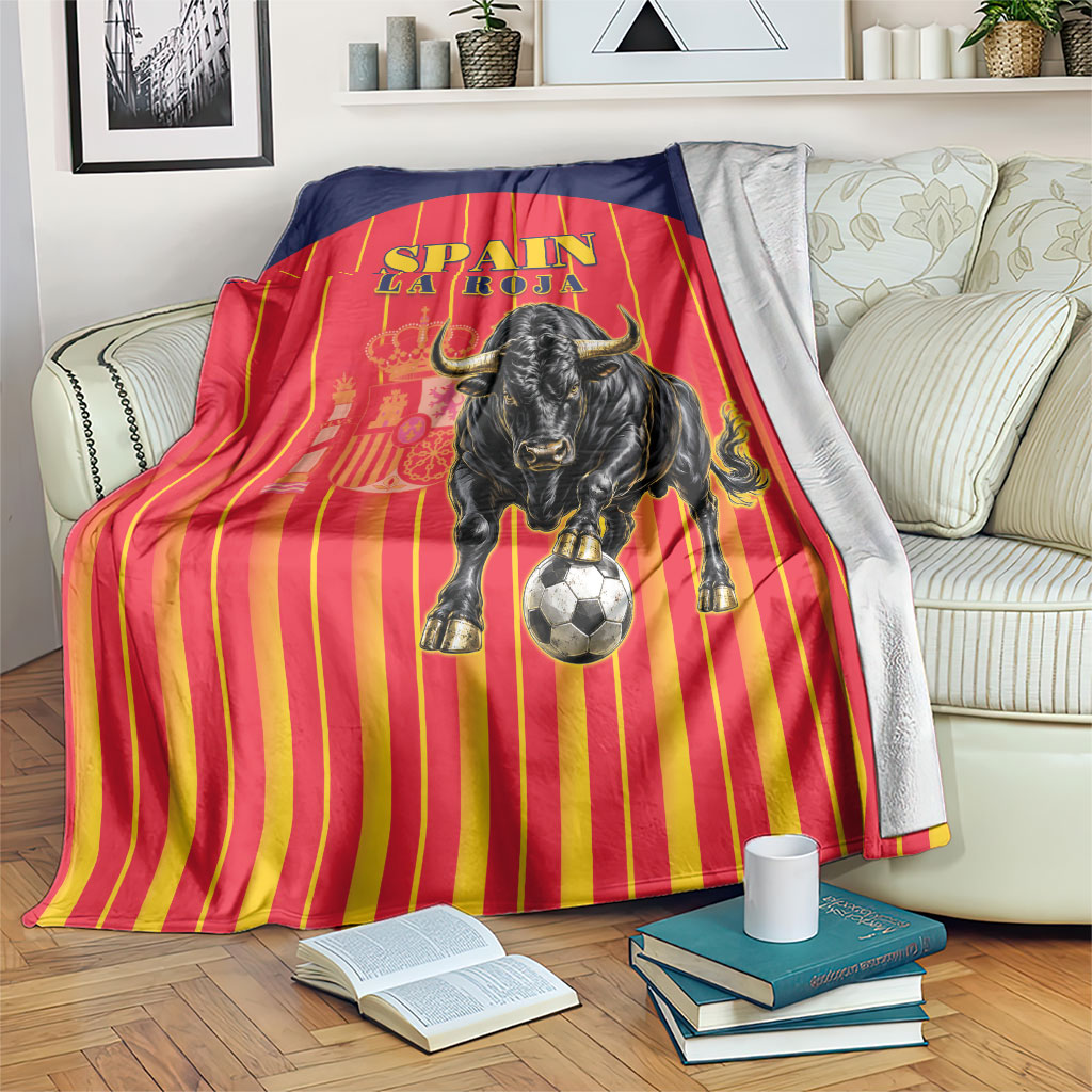 Spain Football 2026 Blanket La Roja Brave Bull Striped Style