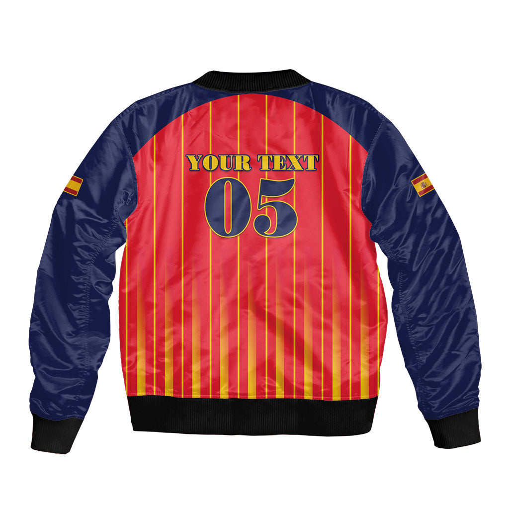 Custom Spain Football 2026 Bomber Jacket La Roja Brave Bull Striped Style