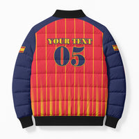 Custom Spain Football 2026 Bomber Puffer Jacket La Roja Brave Bull Striped Style