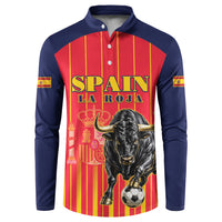Custom Spain Football 2026 Button Sweatshirt La Roja Brave Bull Striped Style