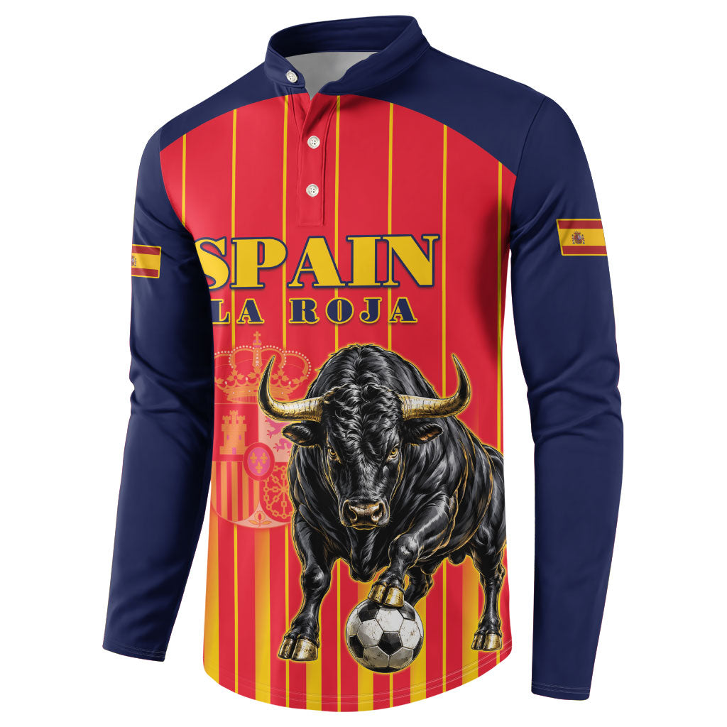 Custom Spain Football 2026 Button Sweatshirt La Roja Brave Bull Striped Style