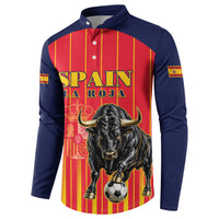 Custom Spain Football 2026 Button Sweatshirt La Roja Brave Bull Striped Style