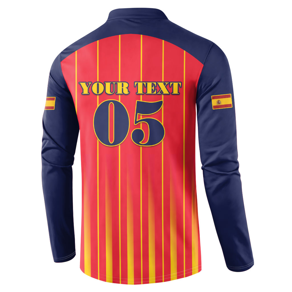 Custom Spain Football 2026 Button Sweatshirt La Roja Brave Bull Striped Style