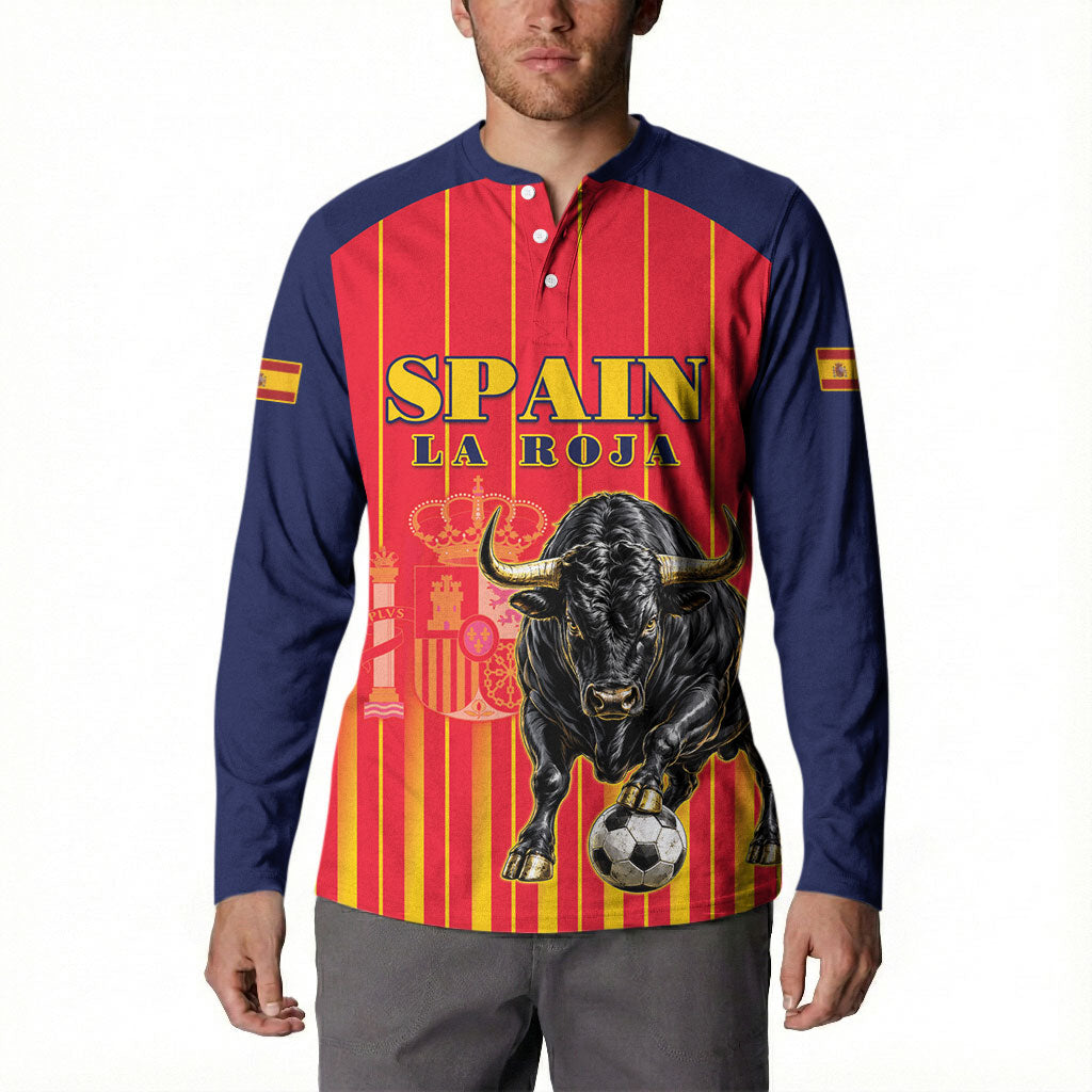 Custom Spain Football 2026 Button Sweatshirt La Roja Brave Bull Striped Style