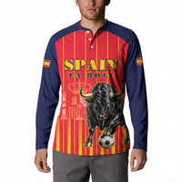 Custom Spain Football 2026 Button Sweatshirt La Roja Brave Bull Striped Style