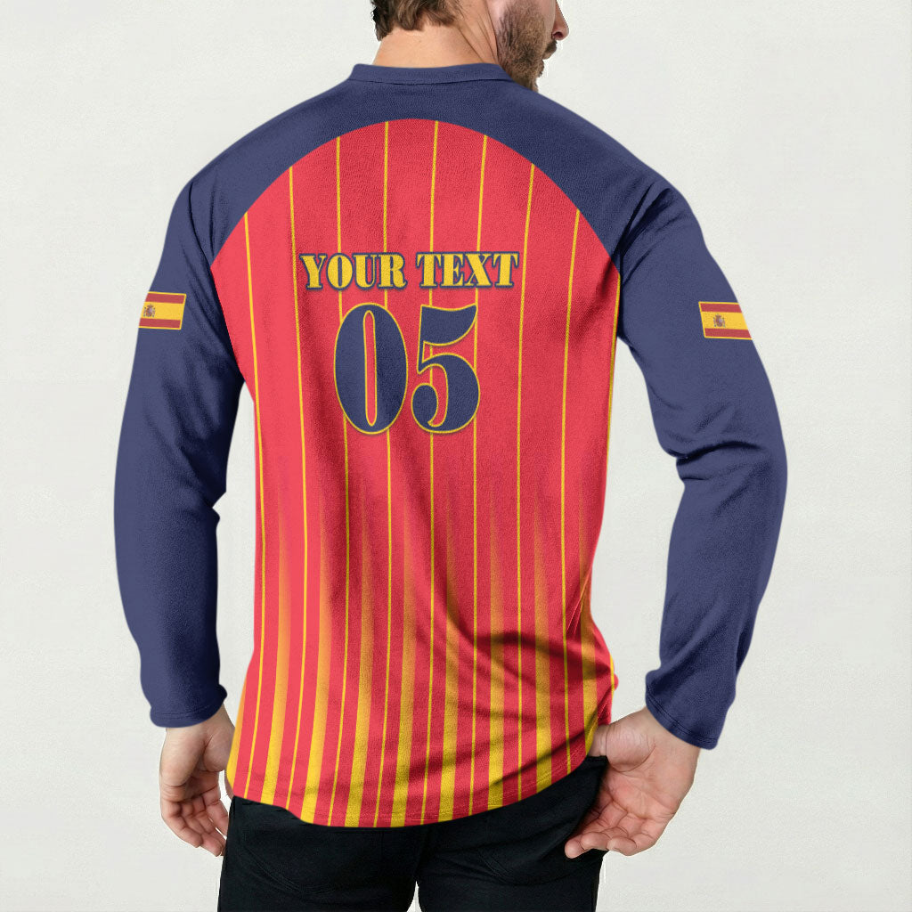 Custom Spain Football 2026 Button Sweatshirt La Roja Brave Bull Striped Style