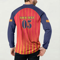 Custom Spain Football 2026 Button Sweatshirt La Roja Brave Bull Striped Style