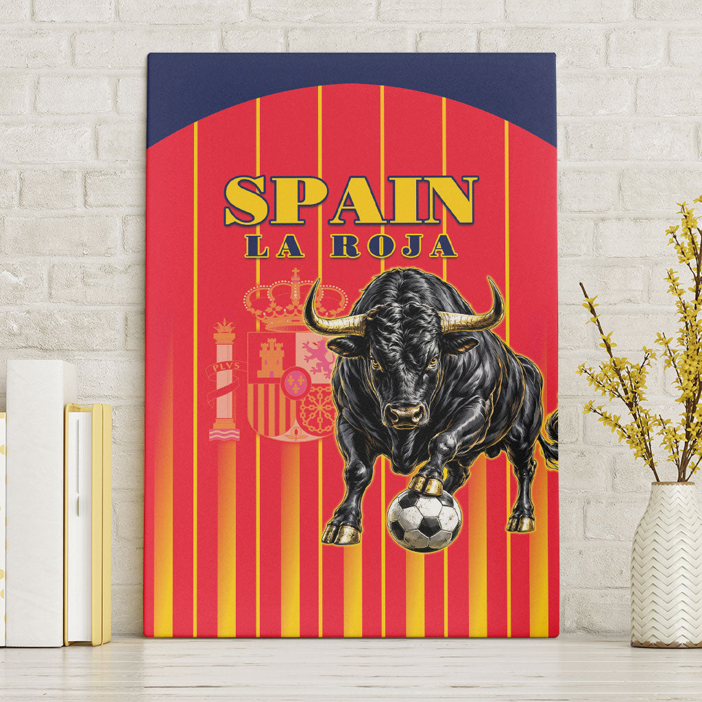 Spain Football 2026 Canvas Wall Art La Roja Brave Bull Striped Style