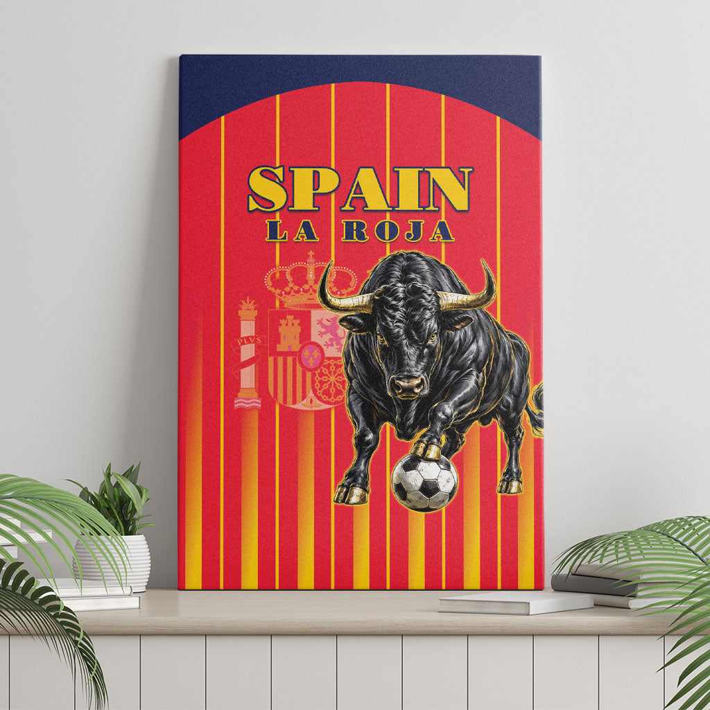 Spain Football 2026 Canvas Wall Art La Roja Brave Bull Striped Style