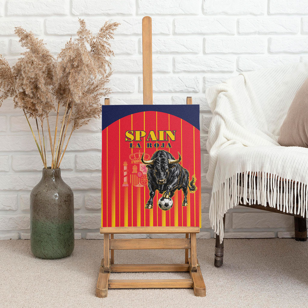 Spain Football 2026 Canvas Wall Art La Roja Brave Bull Striped Style