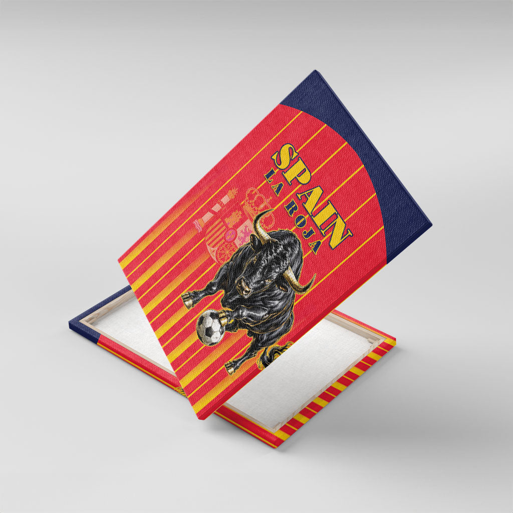 Spain Football 2026 Canvas Wall Art La Roja Brave Bull Striped Style