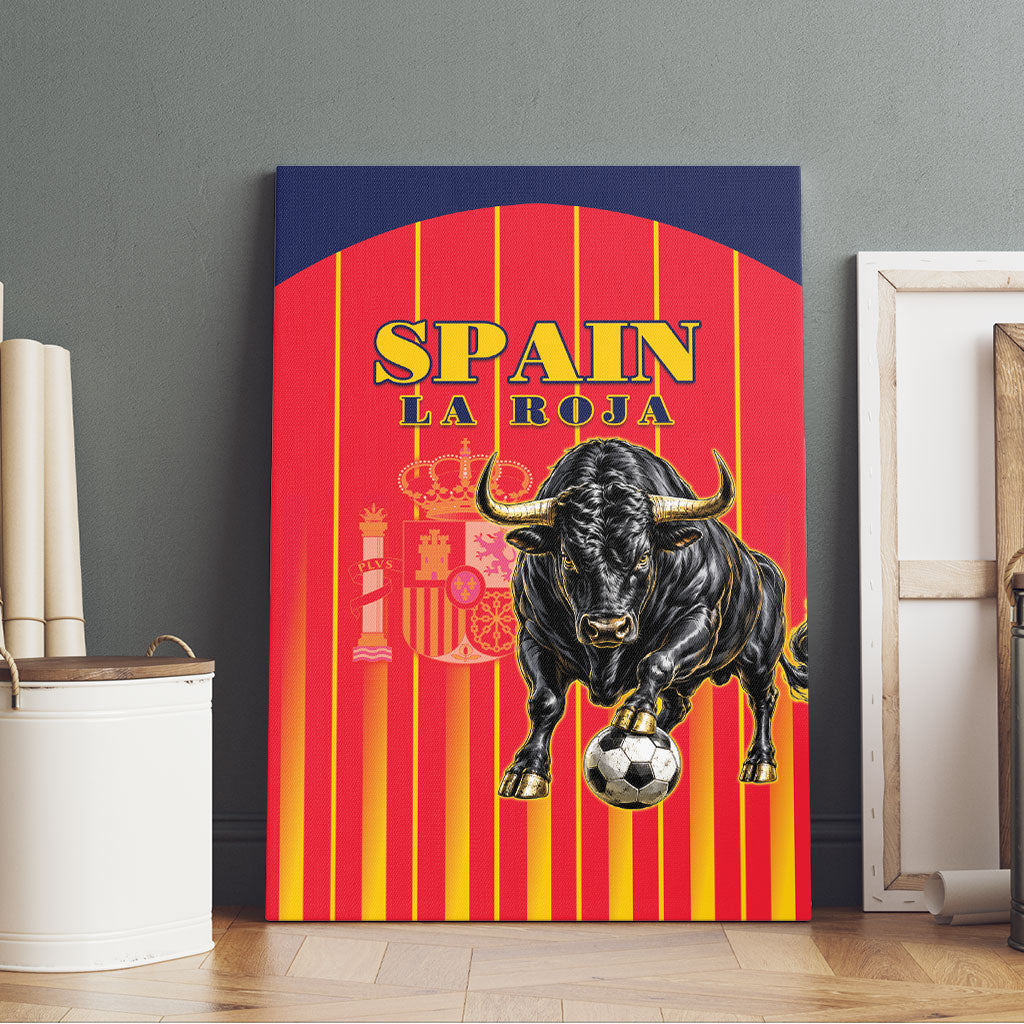 Spain Football 2026 Canvas Wall Art La Roja Brave Bull Striped Style