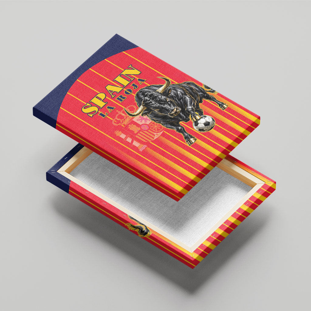 Spain Football 2026 Canvas Wall Art La Roja Brave Bull Striped Style