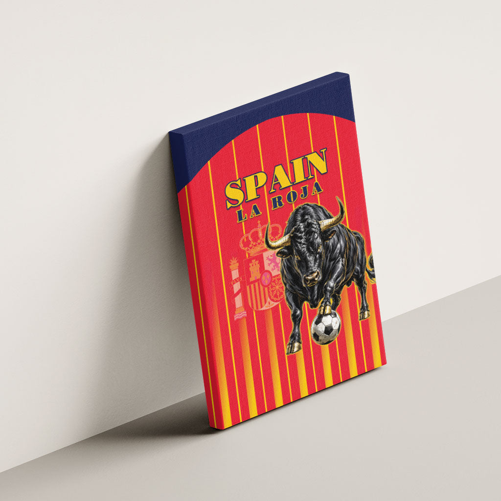 Spain Football 2026 Canvas Wall Art La Roja Brave Bull Striped Style