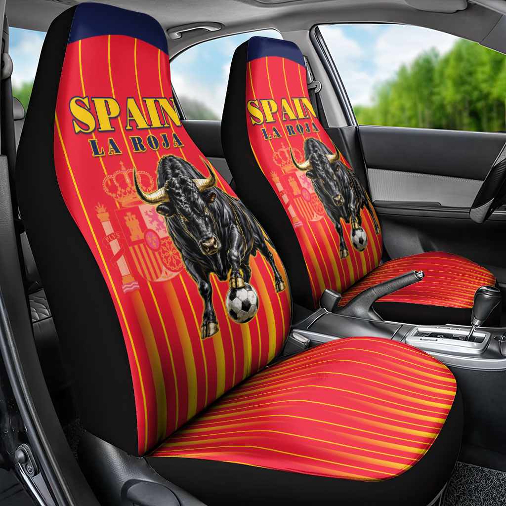 Spain Football 2026 Car Seat Cover La Roja Brave Bull Striped Style