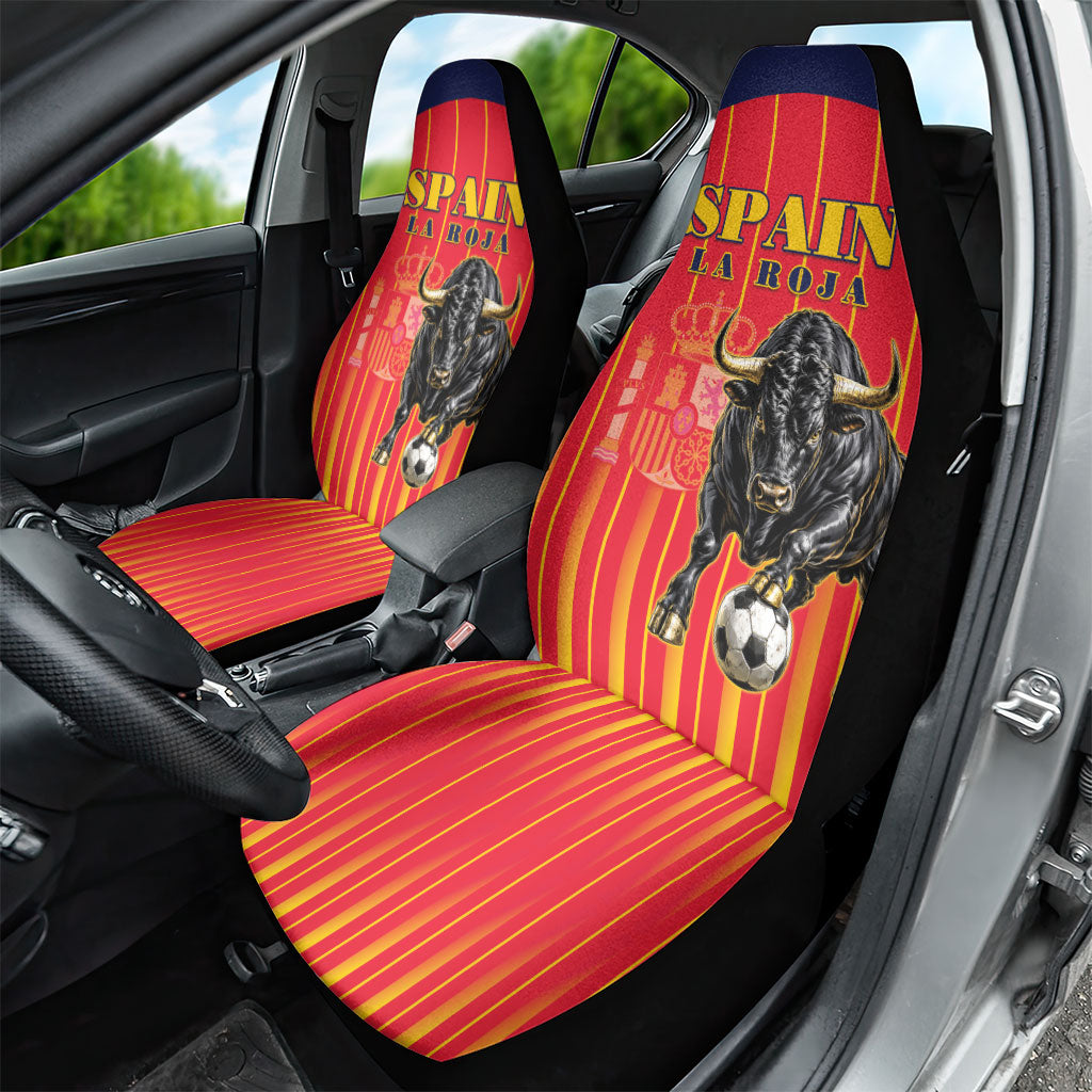 Spain Football 2026 Car Seat Cover La Roja Brave Bull Striped Style