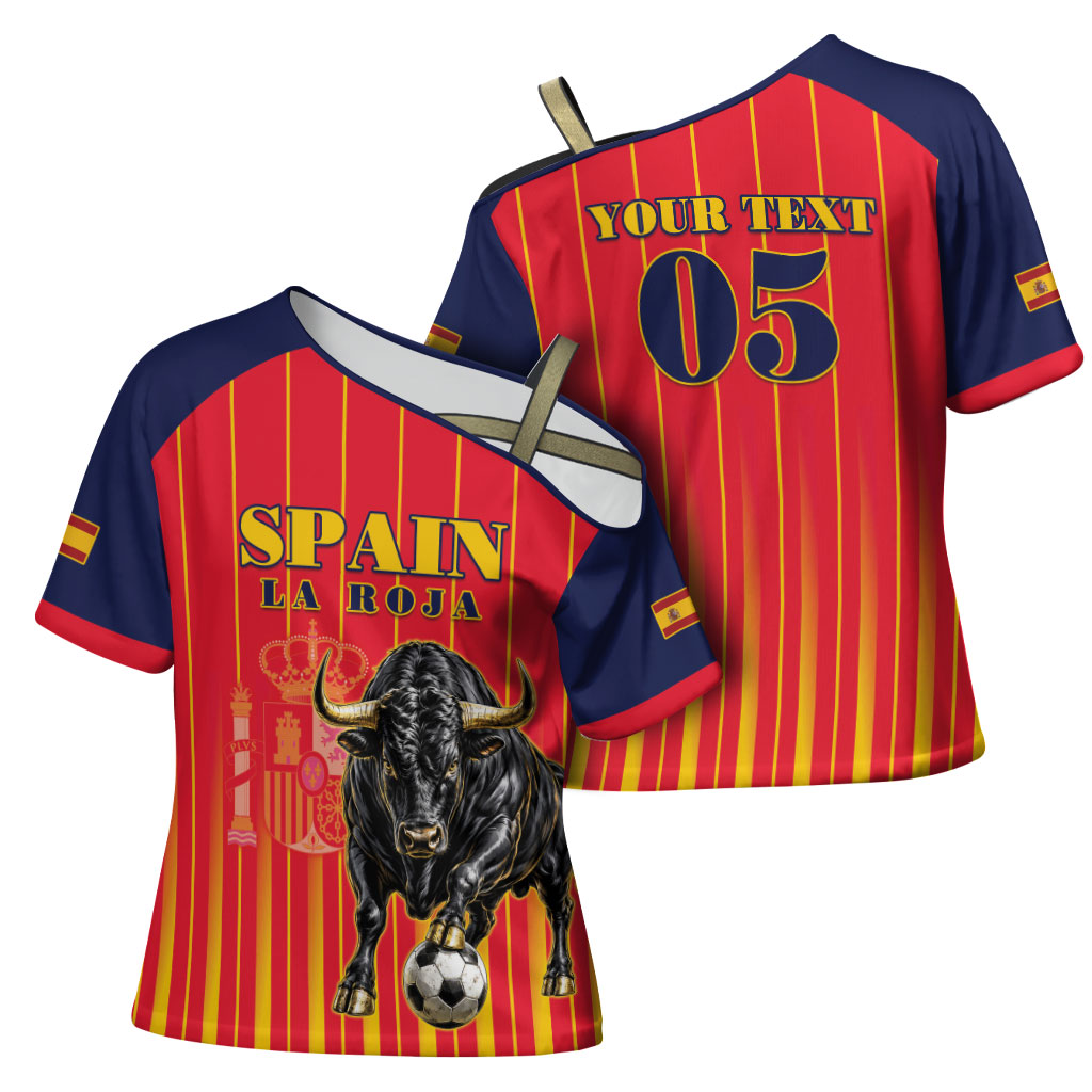 Custom Spain Football 2026 Cross Shoulder Shirt La Roja Brave Bull Striped Style