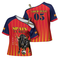 Custom Spain Football 2026 Cross Shoulder Shirt La Roja Brave Bull Striped Style