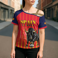 Custom Spain Football 2026 Cross Shoulder Shirt La Roja Brave Bull Striped Style