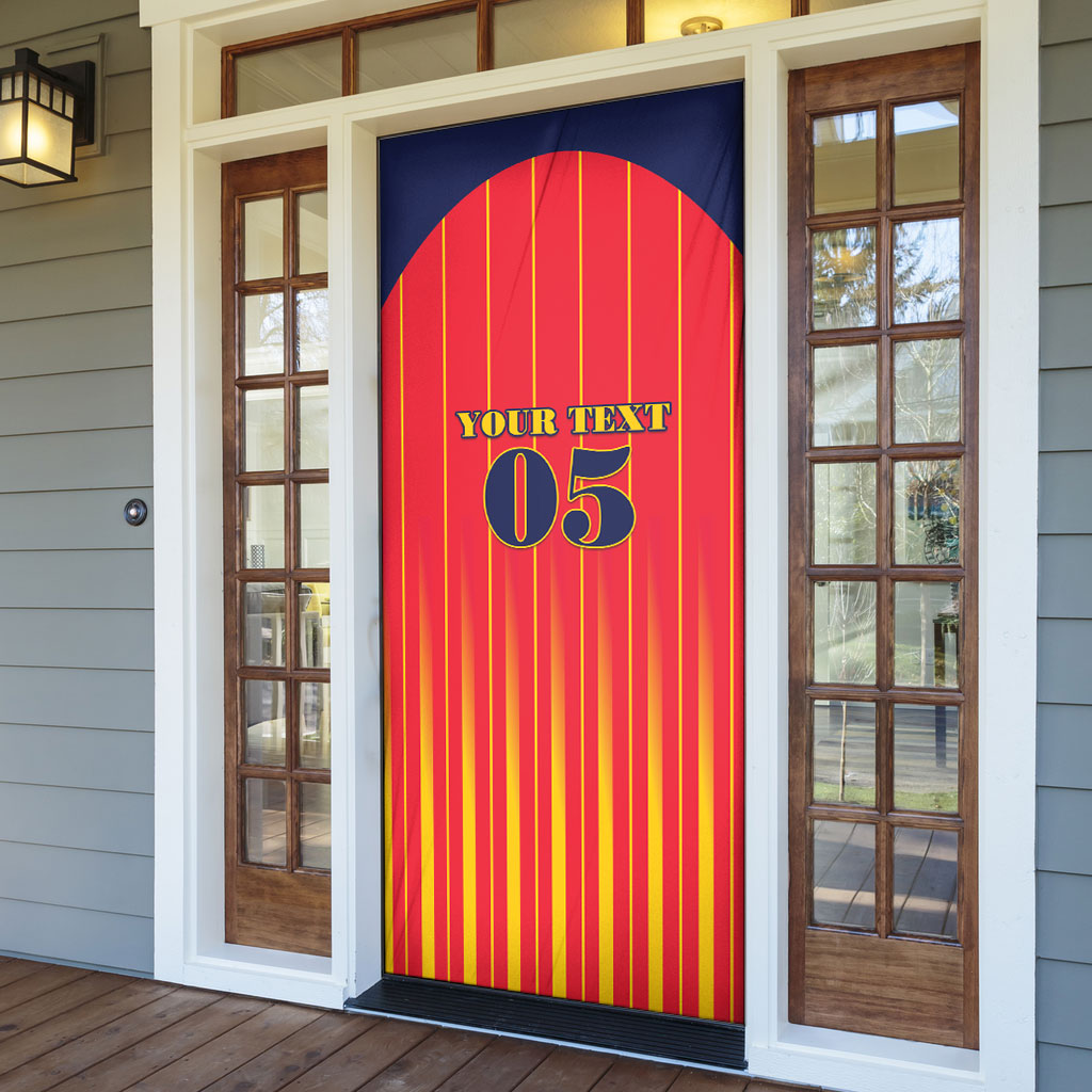 Custom Spain Football 2026 Door Cover La Roja Brave Bull Striped Style
