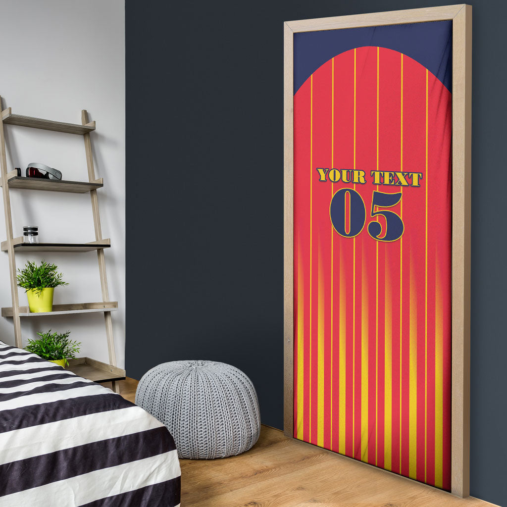 Custom Spain Football 2026 Door Cover La Roja Brave Bull Striped Style