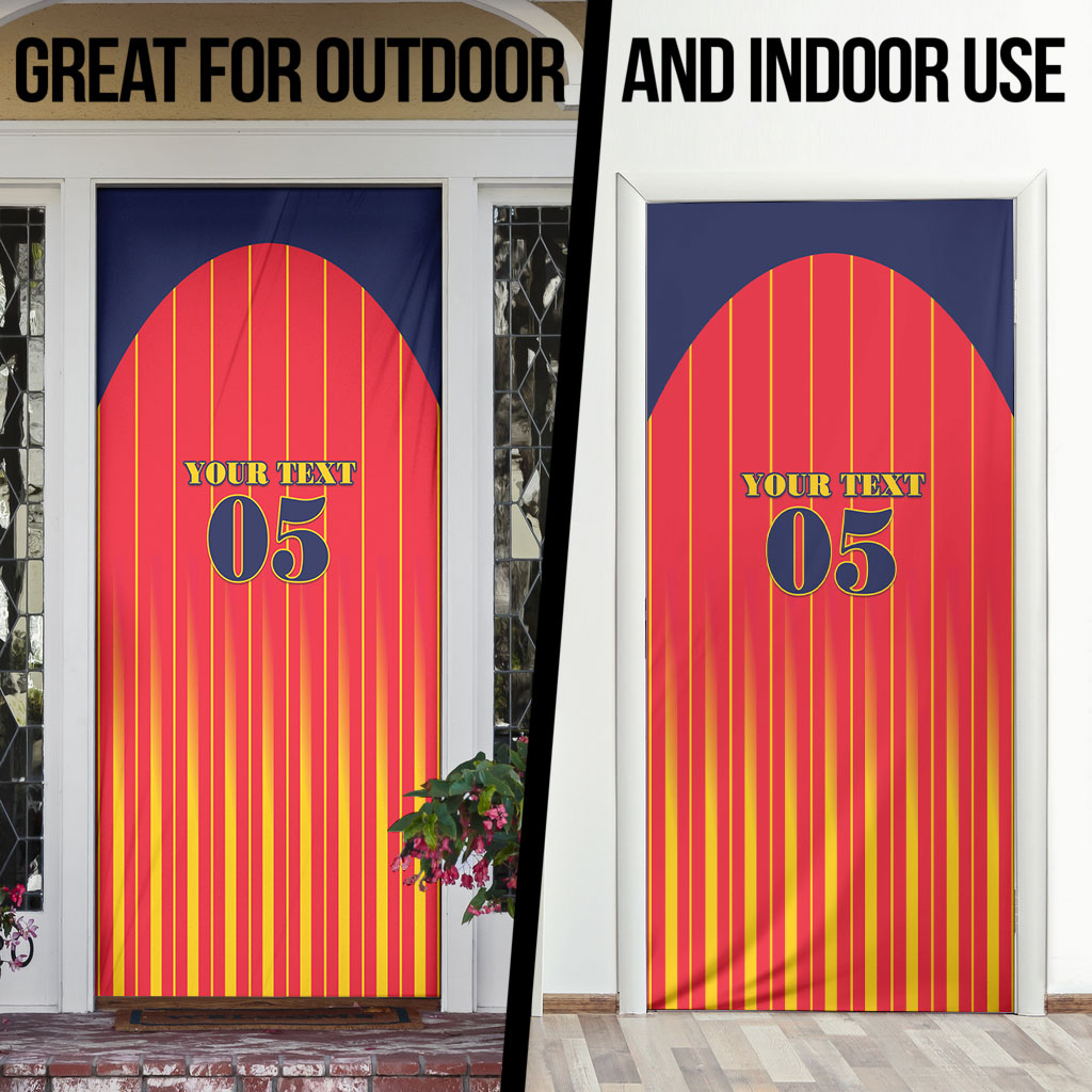 Custom Spain Football 2026 Door Cover La Roja Brave Bull Striped Style