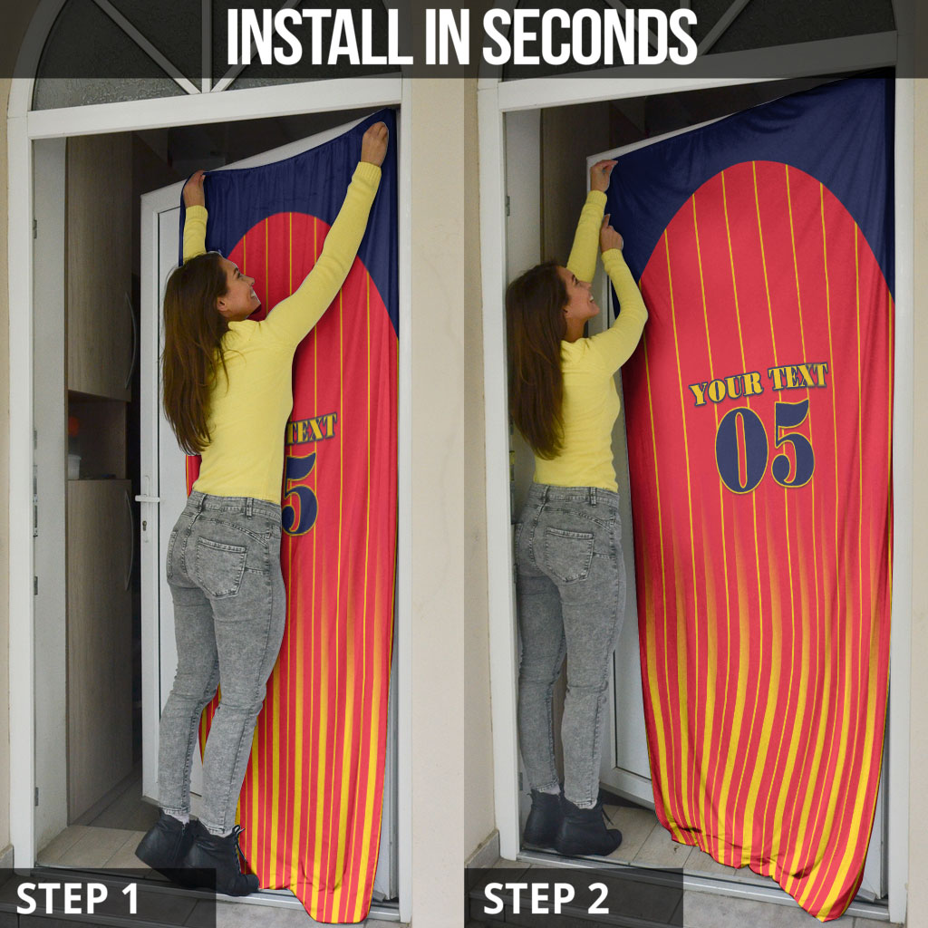 Custom Spain Football 2026 Door Cover La Roja Brave Bull Striped Style