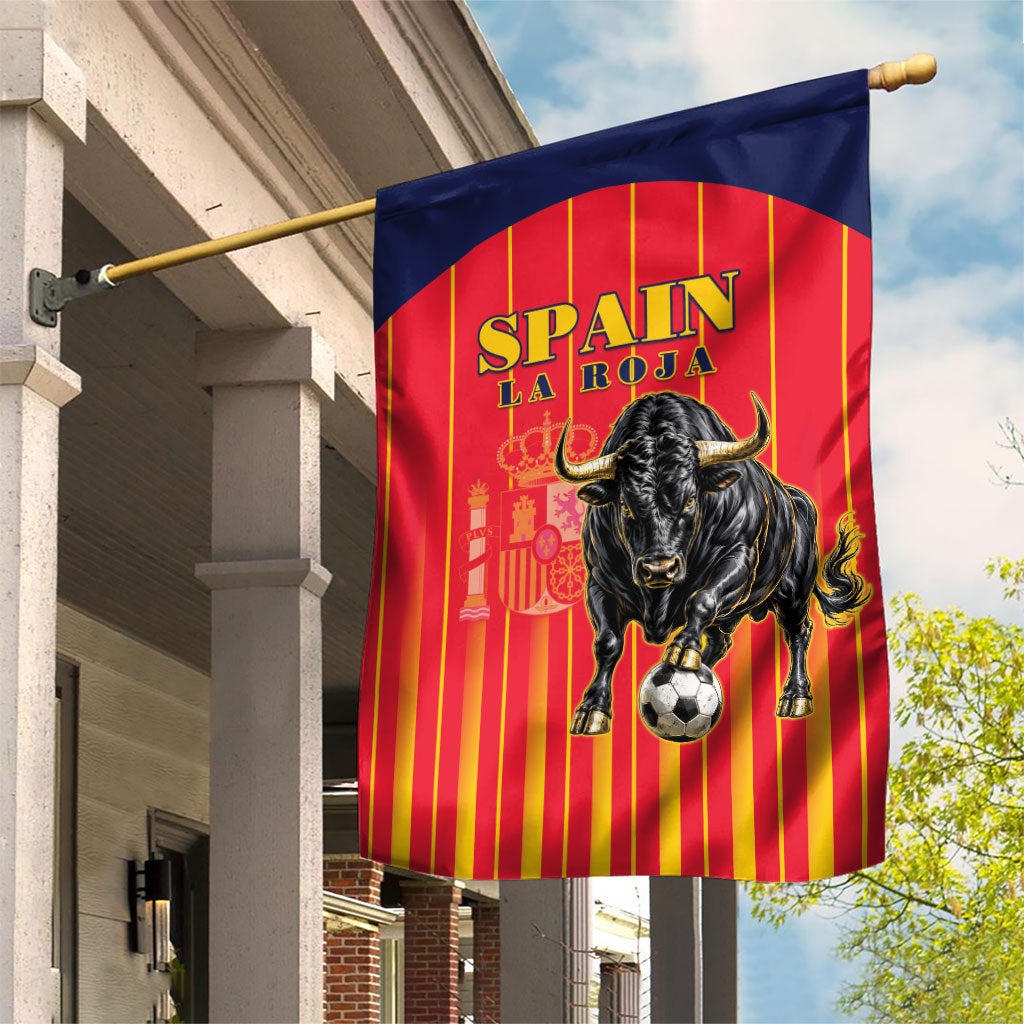 Spain Football 2026 Garden Flag La Roja Brave Bull Striped Style