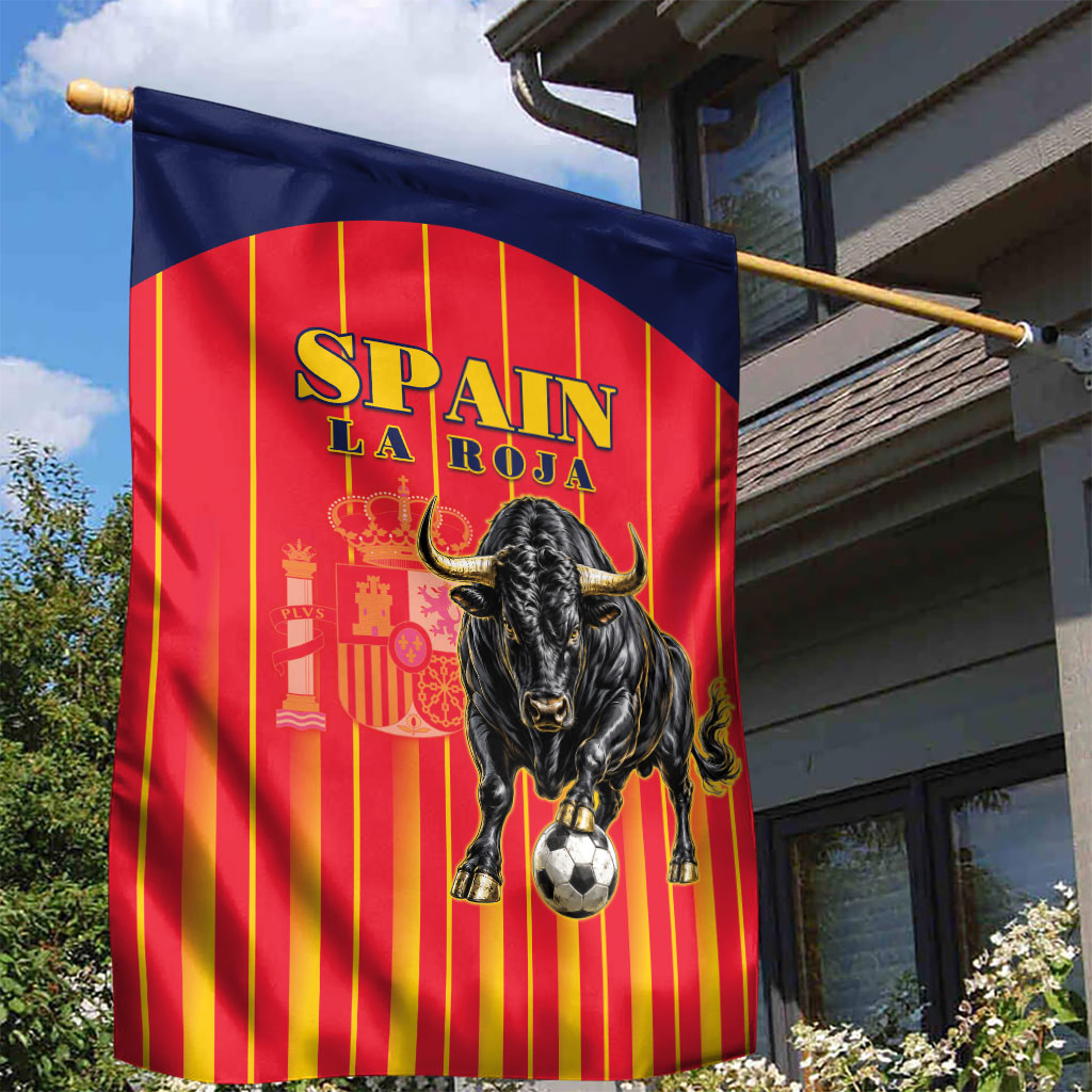 Spain Football 2026 Garden Flag La Roja Brave Bull Striped Style