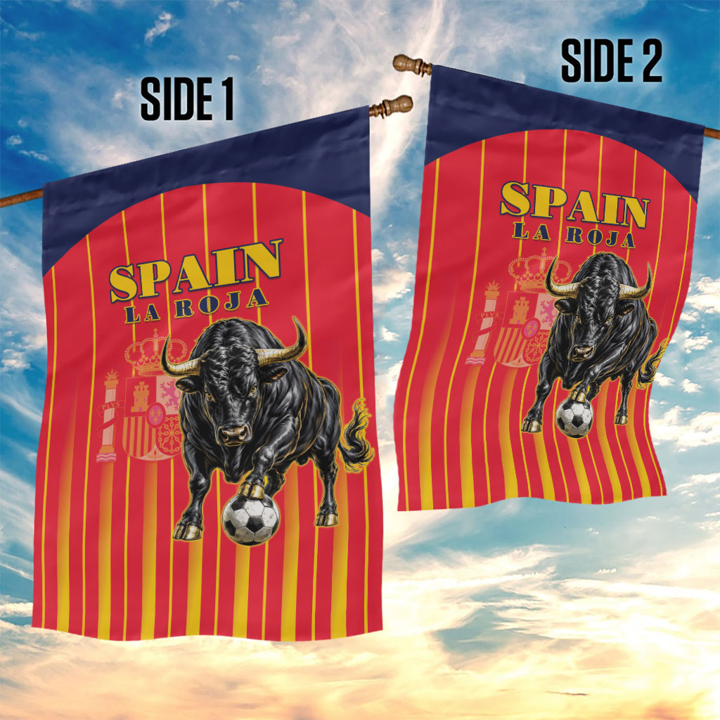 Spain Football 2026 Garden Flag La Roja Brave Bull Striped Style