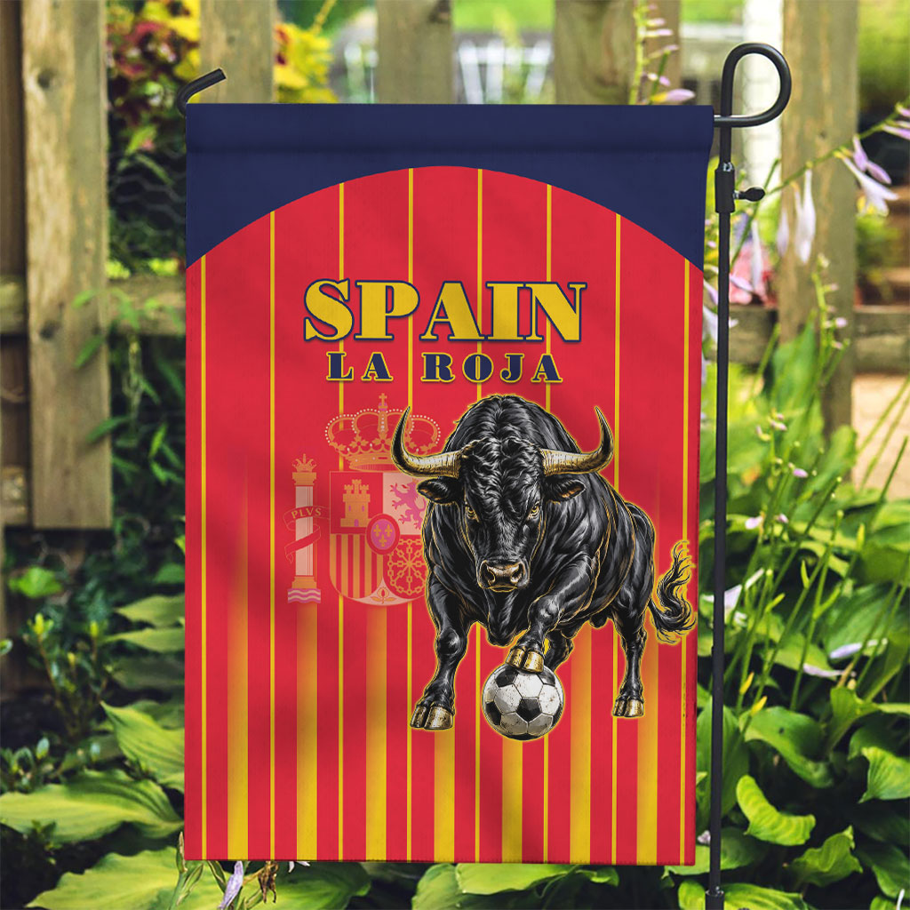 Spain Football 2026 Garden Flag La Roja Brave Bull Striped Style