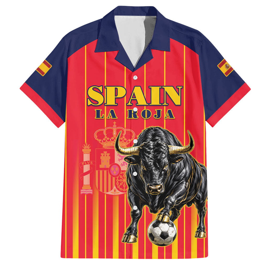 Custom Spain Football 2026 Hawaiian Shirt La Roja Brave Bull Striped Style