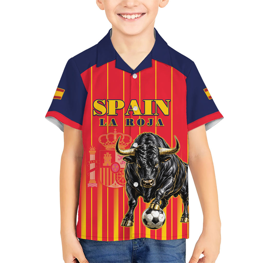 Custom Spain Football 2026 Hawaiian Shirt La Roja Brave Bull Striped Style