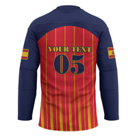 Custom Spain Football 2026 Hockey Jersey La Roja Brave Bull Striped Style