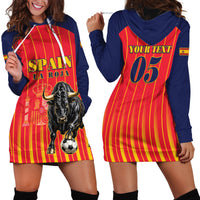 Custom Spain Football 2026 Hoodie Dress La Roja Brave Bull Striped Style